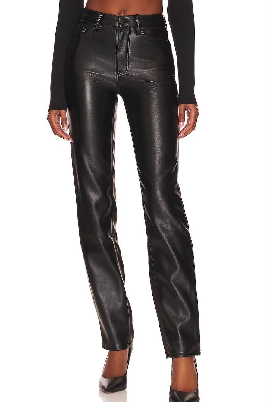 Good American NEW Better Than Leather Good Icon Pants in Black Size 4/27